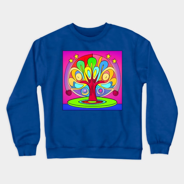 Vibrant 70s Style World Tree of Life (MD23ERD006) Crewneck Sweatshirt by Maikell Designs